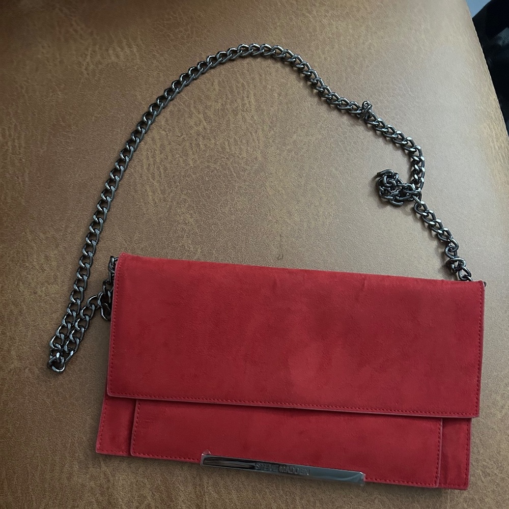 Red suede clutch/shoulder bag
